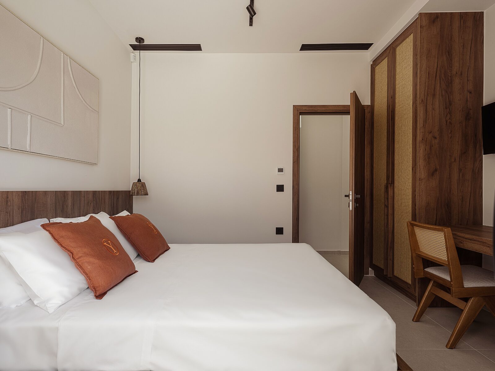 Garden room with linen curtains and pool access